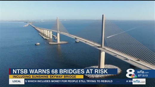 NTSB warns 68 bridges, including Sunshine Skyway Bridge, are at risk