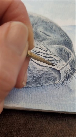 Painting a seal with watercolors #art #shorts #arcticanimals