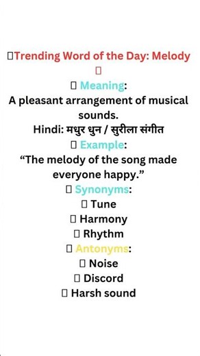 Why “Melody”word is Trending? 🤔| Viral Vocabulary Short| #shorts #trendingwords