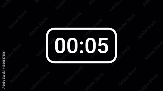 10 second countdown timer animation from 10 seconds to 0 seconds on a transparent background, ten second countdown timer from zero to ten with alpha channel for intro and filming.