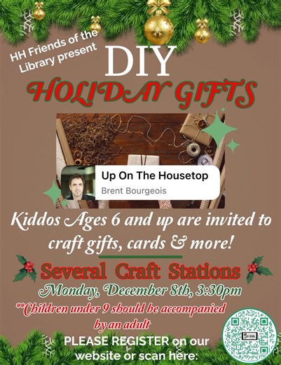 Time to get your inner ELF on! Kiddos 6 and up are invited to craft homemade gifts and cards for their favorite loved ones. **Children under 9 years old should be accompanied by an adult or sitter. #homemadeholidays #freefamilyfun | Haddon Heights Public Library | Facebook