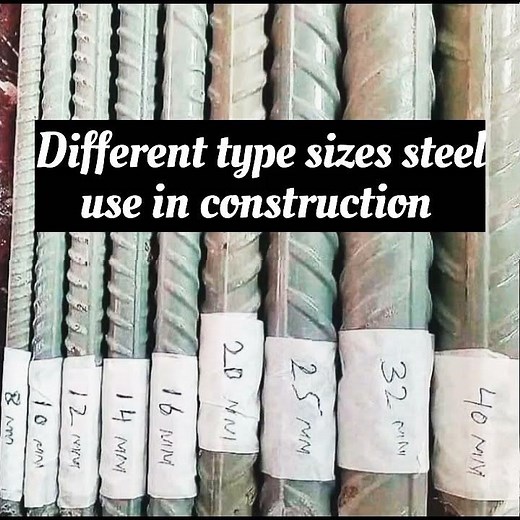 Different type sizes of steel use in construction