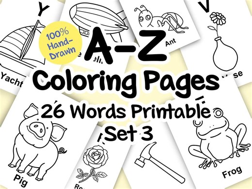 Hand-drawn Alphabet Coloring Pages | A-Z Learning Sheets (digital Download)| Set3 - Etsy