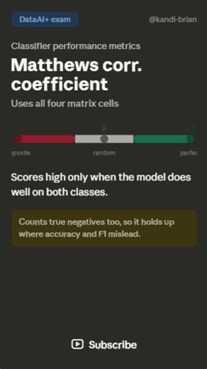 Matthews Correlation Coefficient | DataAI+ Metrics