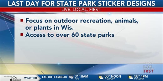 Wednesday is the final day to submit designs for 2026 State Park sticker