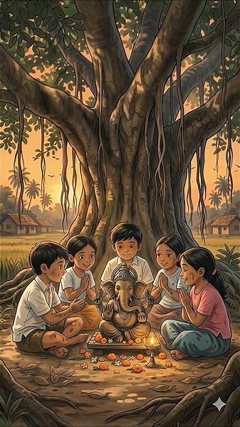 Village Kids Make Clay Ganesha from Mud 🐘🌿 | Heartwarming Cozy Story‪@windoratales-j4d‬ #ghibli