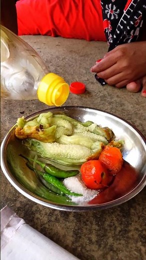 🍅🍆 Pure Village Flavour 🌾 Basi Pakhala with Tomato & Baigana Poda 😍🔥 #village #villagelife #eating