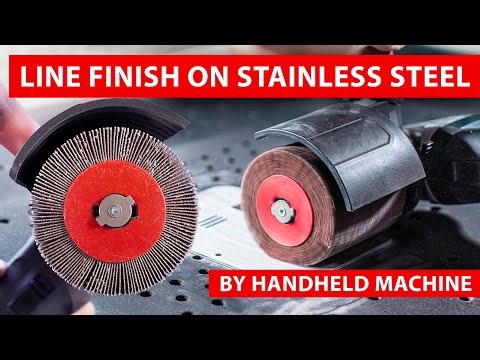 Line finish on stainless steel with grinding flap wheel - boeck tools on handheld machines
