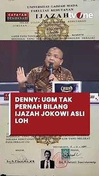 Denny Indrayana: UGM Tak Pernah Bilang Ijazah Jokowi Asli, Publik Wajib Lihat! | Catatan Demokrasi