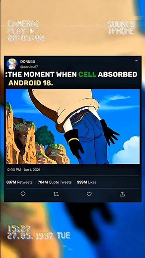 The Moment When Cell Absorbed Android 18.#goku #vegeta #anime #dbs #dragonball