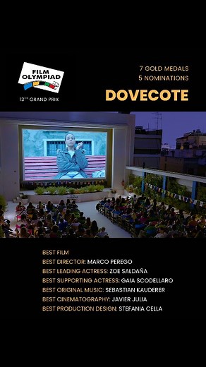 Film Olympiad on Instagram: "🙏♥️A thank you message from the "Dovecote" director, Marco Perego, which was addressed to our Live Screenings audience. 🥇🇮🇹 We extend our appreciation to the whole "Dovecote" team, which obtained 7 Film Olympiad Grand Prix Gold Medals, along with 5 more nominations - a record for any Italian film to date. We also express our best wishes to Zoe Saldaña, with the coincidence of her birthday 🌹 Of course, "Dovecote" is qualified, like all Film Olympiad Grand Prix sc