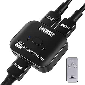 8K Bi-Directional HDMI Switch 2 in 1 Out, 8K@60Hz 4K@120Hz HDMI 2.1 Splitter 48Gbps for PS5, Xbox, HDTV