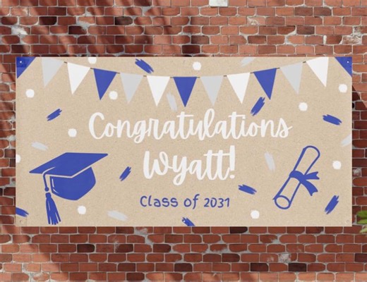 Personalized Graduation Banner: Blue Class of 2026 Decor (digital Download) - Etsy
