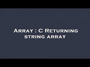Array : C Returning string array