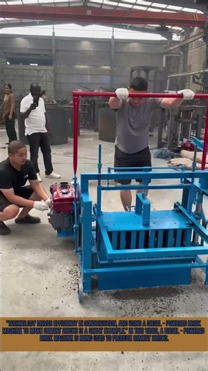 Making Cement Bricks with a Diesel - powered Brick Machine