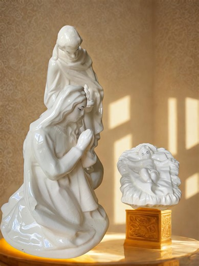 Vintage White Ceramic Nativity Set 3 Piece | Handmade Mary Joseph Baby Jesus Figurines | Minimalist Christmas Decor - Etsy