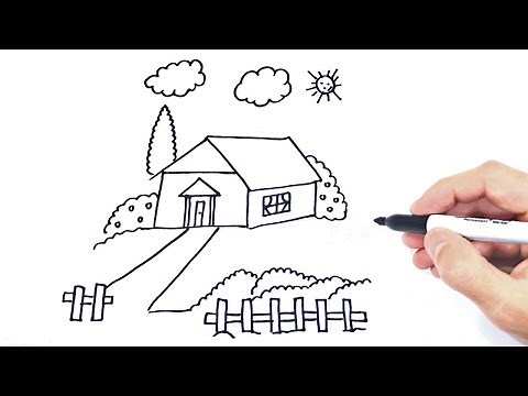 Cómo dibujar un Paisaje Paso a Paso | Dibujo de Paisaje con Casita