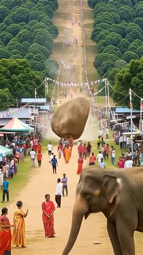 Elephant Survives Falling stone- Takes a tumble l AI #shorts