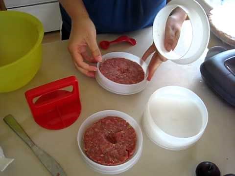 tupperware hamburger press demo