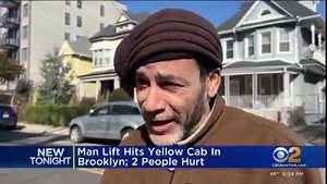 1.5K views · 19 reactions | Two people were hurt after construction equipment hit a yellow taxi in Brooklyn on Thursday. Read more: https://cbsn.ws/3T5L83tt | CBS New York | Facebook