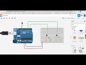 Interfacing of Two Push Buttons and One LED using TinkerCAD circuit simulator