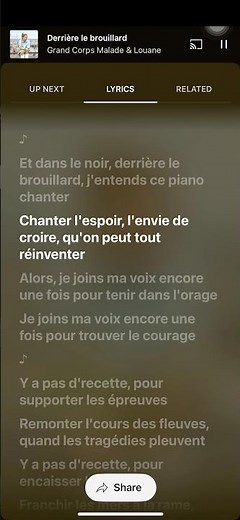 derrière le brouillard paroles Grand Corps Malade and Louane