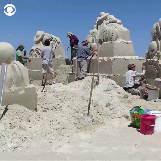 43K views · 279 reactions | Working with methods a little more elaborate than a plastic bucket and shovel, this New Hampshire town puts on a towering display of sand sculptures. | CBS News | Facebook