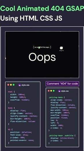 Cool Animated 404 GSAP Using HTML CSS JS #like #views #subscribe #trending #viral #code #comment