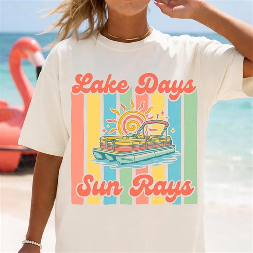 Lake Life Png, Lake Days Sun Rays PNG, Retro Pontoon Boat Png, Preppy Summer Lake Png, Lake Trip Design Png, Summer Vacation Png - Etsy