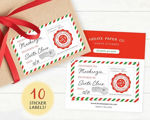 Official Santa Label | Santa Claus Gift Tag Stickers | Personalized Christmas Sticker | From Santa Stickers | Santa Claus Labels | Set of 10 - Etsy