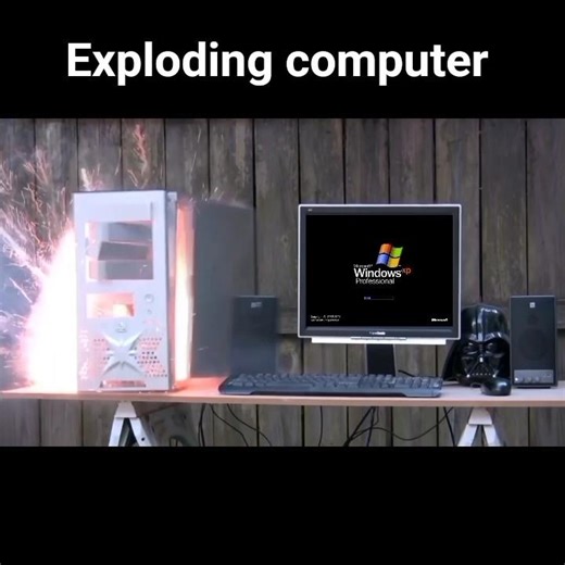 exploding computer #shorts #pc #explodes #computer #windows #windowsxp #exploding