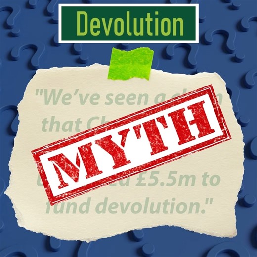 We've seen a claim that Cheshire East has borrowed £5.5m to fund devolution. This is completely untrue. This has nothing to do with devolution. The council has borrowed from the Cheshire and Warrington Development Fund partnership. Borrowing of this kind is a routine part of managing a council’s finances. People need to be aware of this kind of ill-informed misinformation/disinformation. #Devolution #MythBusting | Cheshire East Council