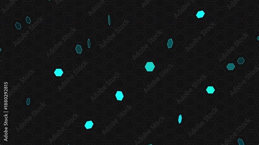 Dark abstract hexagonal grid interface performing data optimization with scanning waves. Technical procedural lattice structure with cyan highlights. Seamless loop 4K UHD for cyber security concepts.