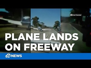 Small plane lands on freeway in San Diego