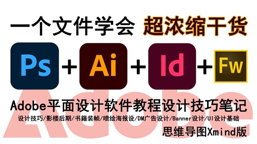 【PS教程AI教程ID教程】Adobe平面设计软件教程设计技巧笔记PS+AI+ID+FW /影楼后期/书籍装帧/喷绘海报/DM广告/Banner/UI设计基础