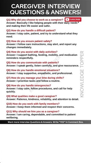 Caregiver Interview Questions and Answers