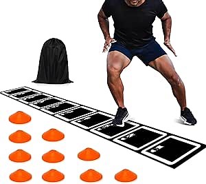 Agility Ladder Training Equipment Set - Agility Ladder(12 Rungs/20ft), 4 Speed Hurdles, 12 Training Cones, Jump Rope, Parachute for Speed/Soccer/Football Training with Carry Bag