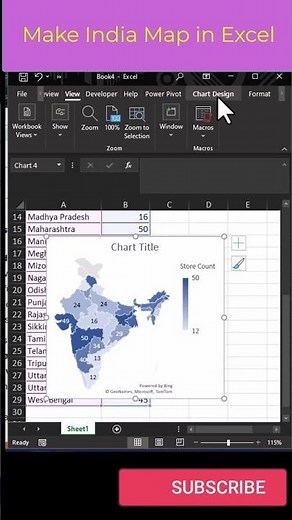 Make India Map In Excel 2021 #indiamap #exceltutorial #excelvideos #mapinexcel #excelchartstutorial