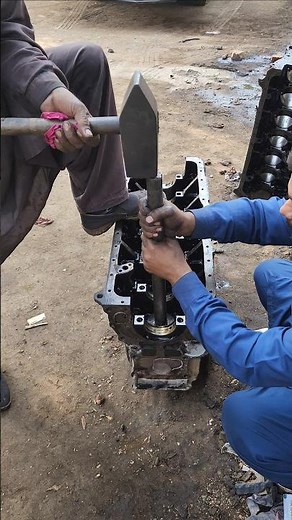 Engine Cylinder Sleeve Removing Process | Heavy Diesel Engine Repair by Expert Mechanic #short