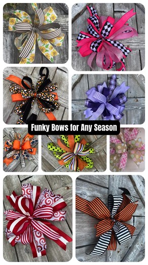 9.5K views · 52 reactions | Want to master the funky bow once and for all?  This easy-to-follow tutorial shows you how to mix patterns, colors, and textures to create bows that WOW—for any season! Perfect for wreaths, swags, door hangers and more. Watch now and give your designs that extra pop! #WreathTeacherDotCom #KeleasDesignSchoolDotCom #KeleasDotCom #Keleas  See the tutorial here: https://www.keleas.com/funky-bow-tutorial-any-season/ | Kelea's | Facebook