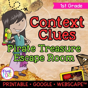Context Clues Reading Word Meaning Vocabulary Escape Room 1st Grade RI.1.4 Game