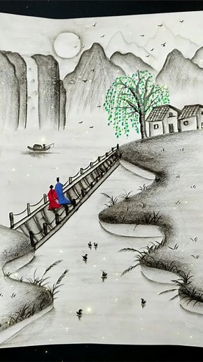 Pencil Drawing Process of a Realistic Landscape Art