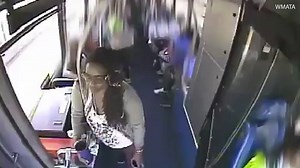 The disgusting moment woman passenger throws URINE at bus driver