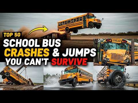 Top 50 Bus Crashes – BeamNG Drive Yellow School Bus Jumps & Bus Videos