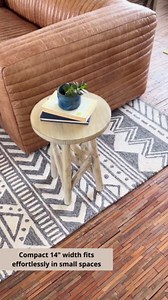 East at Main Solid Wood Round Side Table, End Table & Plant Stand – Handcrafted Accent Table with Unique Stick-Leg Design – Natural Wood Finish for Living Room, Bedroom, or Entryway