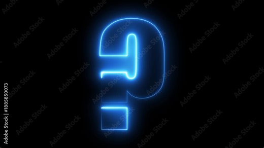Question neon graphic, indecision light neon, perplexity question mark symbol animation, background,