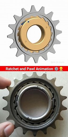 Ratchet and pawl mechanism ⚙️👷‍♂️ #engineering #animation #mechanical #3d #cad 🔥