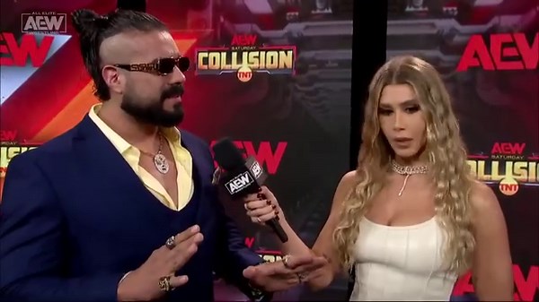Next week on #AEWCollision, Andrade El Idolo will answer CJ Perry, face-to-face, on whether he will accept The Hot and Flexible One’s managerial services!!👀 Watch #AEWCollision LIVE on TNT! | All Elite Wrestling