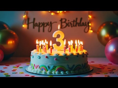 Happy 3rd Birthday Song 🎂 Big Kid Celebration Video for 3 Year Olds (30 Minute Loop & Countdown)