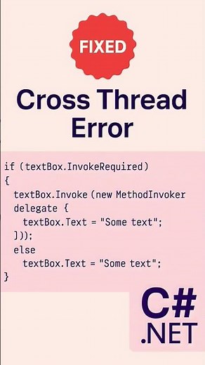 💯 FIx - Cross thread operation is not valid #csharp #coding #dotnetcore #dotnet #programming #shorts